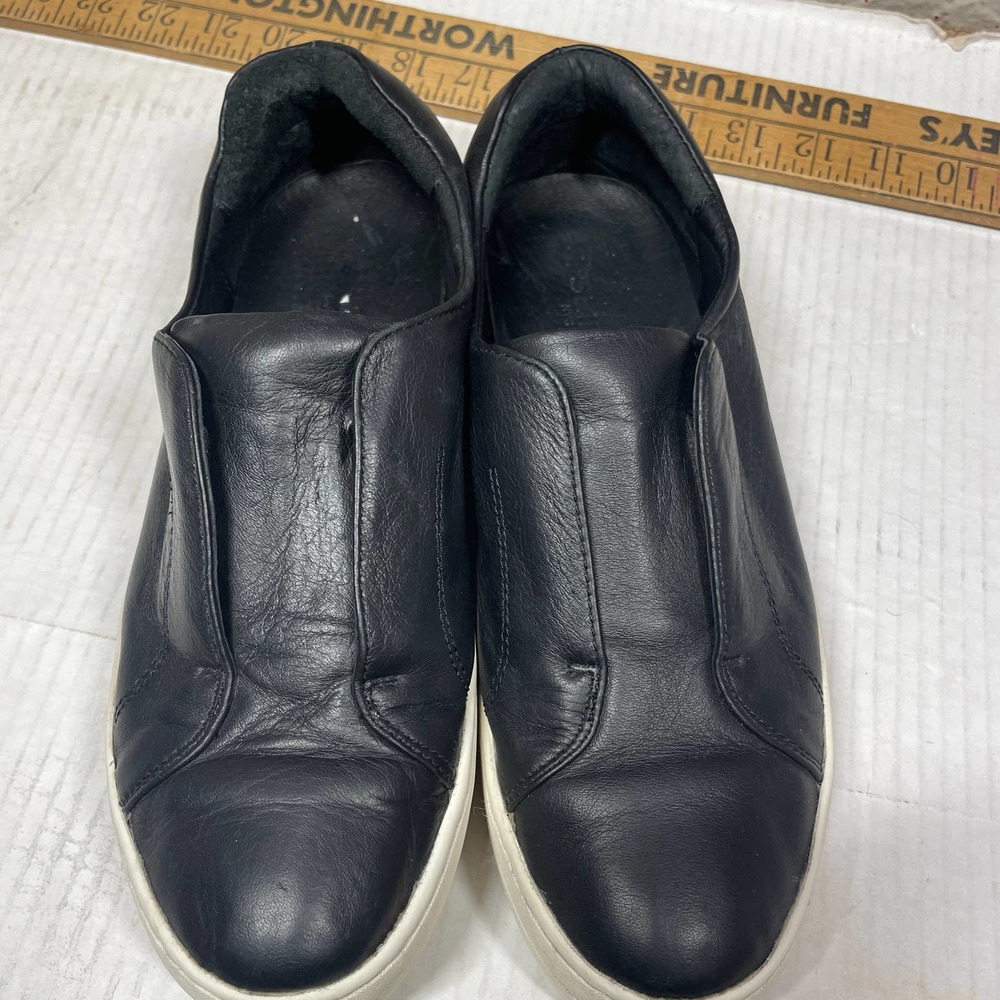 JSlides NYC Black Sneaker‎ Slip-On Platform Leather Upper Comfort Womens Sz 7.5